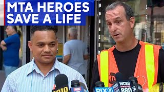 Hero MTA workers avert tragedy on subway tracks in Brooklyn