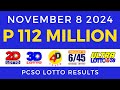 Lotto Result Today 9pm November 8 2024 PCSO