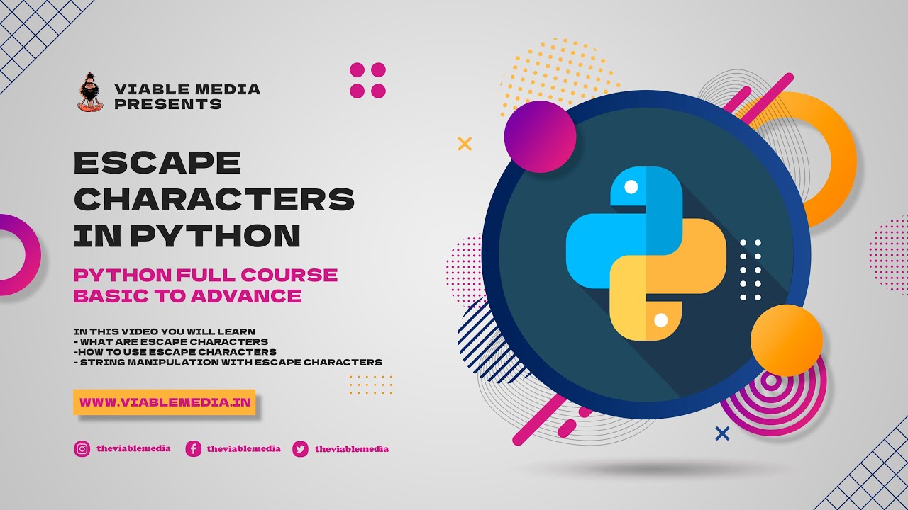 Escape Characters In Python | Python Beginner To Advance | Full Course ...