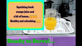 Freshly squized Orange juice with lemon. Napaka refreshing at healthy pa.  #healthy