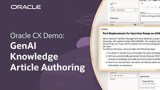 Oracle AI for CX Demo: Generative AI Knowledge Article Authoring