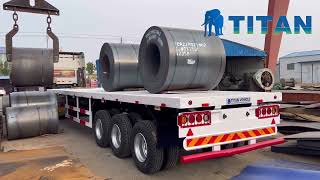 Tri Axle 40Ft Flatbed Tractor Trailer Loading Test | 75 Ton Heavy Cargo