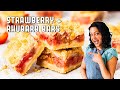 Easy & Delicious Homemade Strawberry Rhubarb Bars Recipe // Movers and Bakers