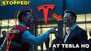 Security Guard Stops Elon Musk at Tesla HQ, His Response Shocks Everyone Around!