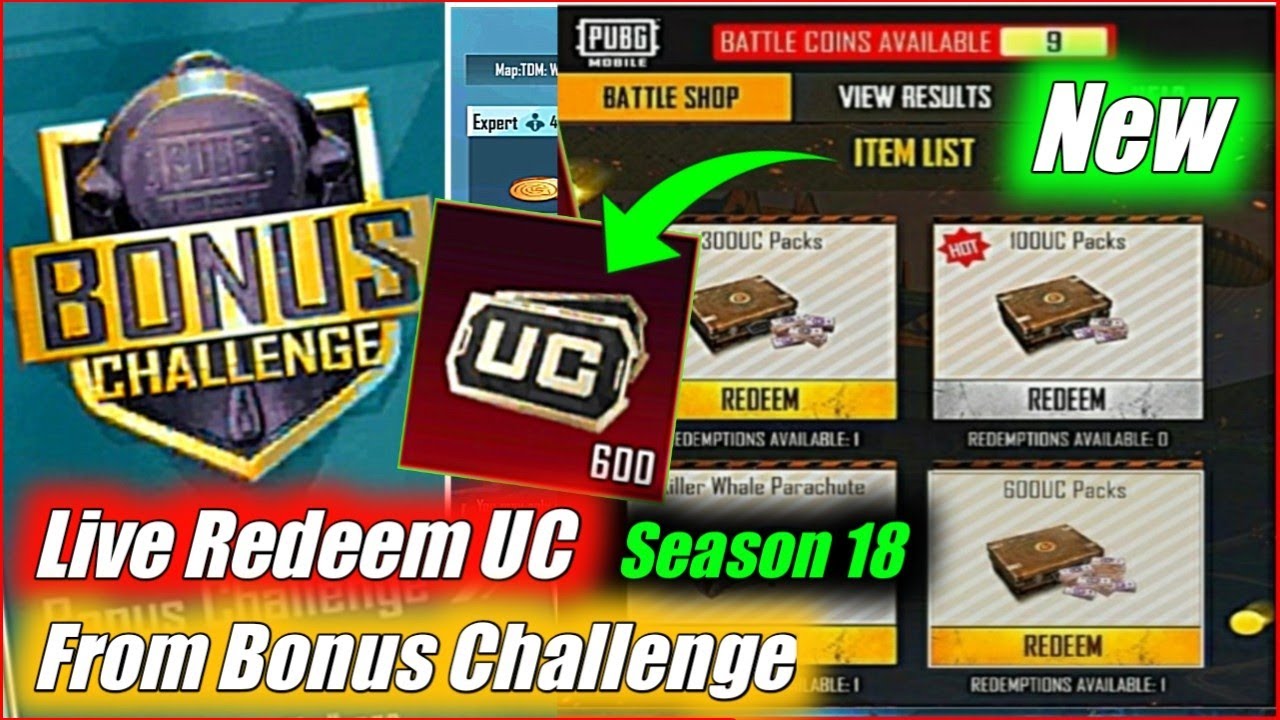 PUBG MOBILE SEASON 18 (Redeem UC From Bonus Challenge) How To Redeem UC ...