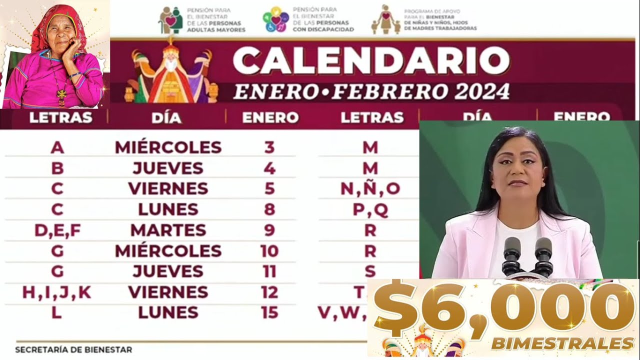 Pensión Bienestar 2024 ANUNCIO OFICIAL AUMENTO $6,000 Y CALENDARIO ...