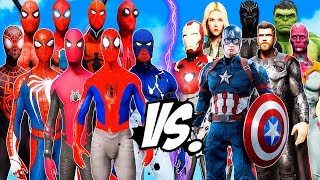 ALL SPIDERMAN SUIT vs THE AVENGERS -  Captain America, Hulk, Iron Man, Thor, Vision, Black Widow!