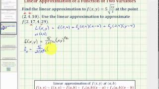 Find a Linear Approximation to a Function of Two Variables and Estimate a Function Value