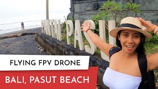 Flying FPV drone on Pasut beach in Bali