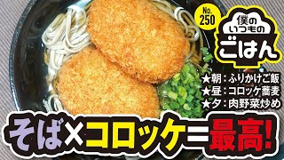 コロッケそば 他【今日の1日のご飯vol250】