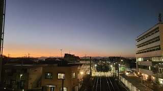 前面展望　夕焼けの中　走る南武線　稲田堤～矢野口