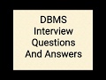 DBMS Interview Questions and Answers