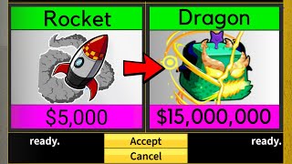 Trading Rocket to Dragon in Blox Fruits! 🐉 (Part 1)