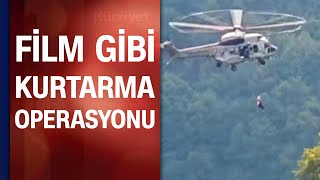 Giresun sel felaketinde helikopterli kurtarma operasyonundan yeni görüntüler!