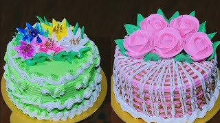 most satisfying birthday cake decoration | miniature cake | chocolate pink cake