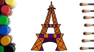 How to Draw an Eiffel Tower Step by Step | Eiffel Tower Drawing and Coloring