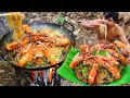 Cooking Noodle Seafood Crabs, Shrimps eating so great - Fried Noodle Crabs, Lobster Seafood recipe
