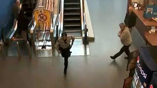 Police chase goes through a shopping mall