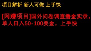 海外淘金问卷调查答题实录，单人日入50-100美金