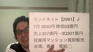 ランドネット【2991】新規上場IPO銘柄かんたんチェック！2021.07.21