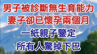 男子被診斷無生育能力，妻子卻已懐孕兩個月，一紙親子鑒定，所有人驚掉下巴#为人处世 #情感故事