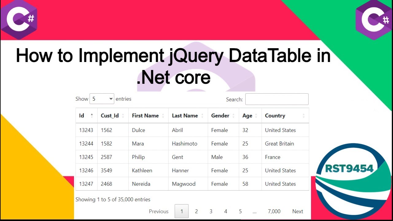 JQuery DataTable In Asp.Net Core || JQuery DataTable In MVC #datatable ...