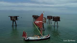 Red Sands Maunsell Sea Forts in the Thames Estuary by Drone - 4K Video