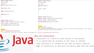 Constructors| Default constructor vs parameterized constructor| Constructor overloading| JAVA
