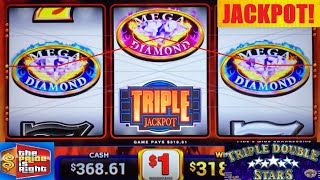 JACKPOT! Thank You Mega Diamond! Triple Double Stars + Triple Double Jackpot Wild Blazing 777 slots!