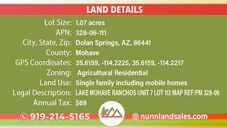 1.07 Acres near Grand Canyon in Mohave, AZ!