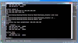 Python Reverse Shell Tutorial - 15 - Running the Multi-Client Program Live