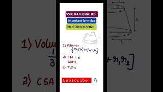 SSLC maths important formulas/FRUSTUM OF CONE #formula #shorts #sslcmaths