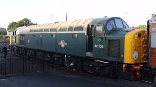 40106 starts up at Kidderminster on the Severn Valley Railway, 1st October 2022