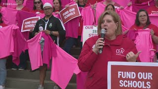 Enfield teachers outraged by potential loss of over 100 jobs, rally held at town hall