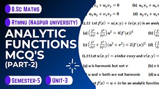 Analytic Function | Multiple Choice Questions |Part-2 |MCQ | RTMNU | Nagpur University | B.Sc. Maths