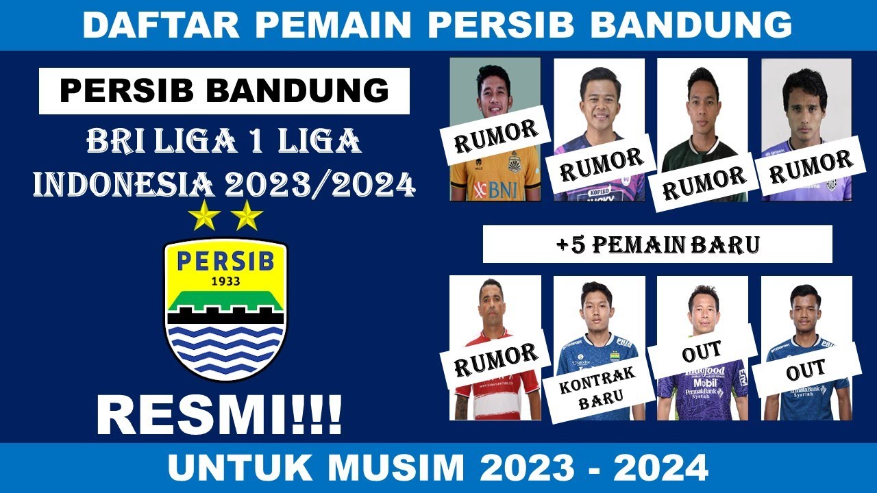 DAFTAR PEMAIN PERSIB BANDUNG MUSIM 2023/2024 - DAFTAR PEMAIN TERBARU ...