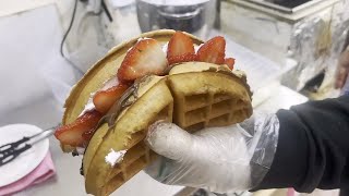 커다랗고 두툼한 생크림 와플 맛집! - 신림 Korean Street food waffle with whipped cream