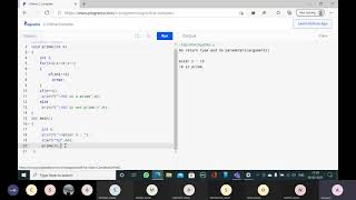 prime number program using functions with no return type and with parameters