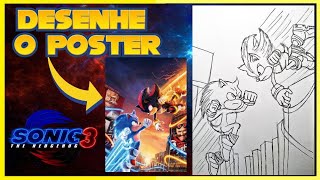 Como desenhar o poster 5 do filme SONIC 3 - TUTORIAL/PASSO A PASSO - Erik arts