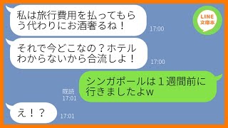 【LINE】私が懸賞で当てたシンガポール旅行に財布の中身1万円で便乗するママ友「お酒くらいなら奢るわw」→タダ同然で参加を企む非常識女に罠を仕掛けある真実を教えてあげた結果【スカッとする話】【総集編】