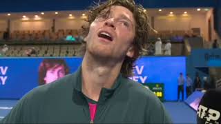 Andrey Rublev On court interview SF | Doha Open 2025