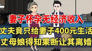 妻子怀孕期间，妈宝男丈夫竟只给妻子400元生活费，丈母娘得知果断让其离婚！【旺仔情感动画】