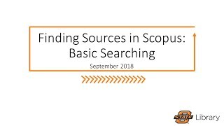 Finding Sources in Scopus: Basic Searching