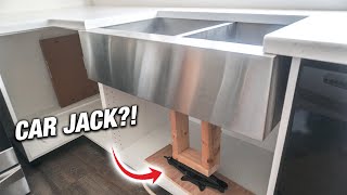 How To Install A Farmhouse Sink Stainless Steel | DIY Kitchen Remodel