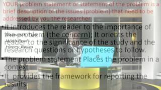 Professor Bwisa Steps in Constructing Problem, Statement Part 1