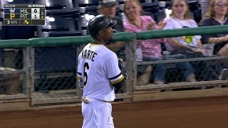 MIL@PIT: Marte beats out slow roller for infield hit