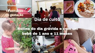 Rotina do dia grávida e com um bebê de 1 ano e 11 meses/ Dia de culto/ Nosso almoço/ Crepioca de 🧀