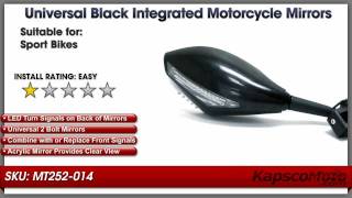 Universal Black Integrated Motorcycle Mirrors for Street Sport Bikes