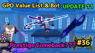 NEW GPO VALUE LIST UPDATE 11 #36 PRESTIGE WEAPONS COMEBACK???