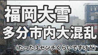 福岡は大雪(積雪3センチ)多分市内は大混乱？